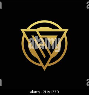 CD logo monogram with triangle shape and circle rounded style isolated on gold colors and black background design template Stock Vector
