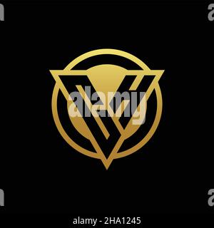 CH logo monogram with triangle shape and circle rounded style isolated on gold colors and black background design template Stock Vector