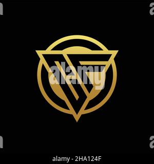 CF logo monogram with triangle shape and circle rounded style isolated on gold colors and black background design template Stock Vector