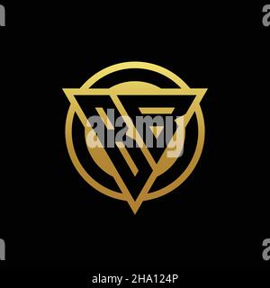 BB logo monogram with triangle shape and circle rounded style isolated on gold colors and black background design template Stock Vector
