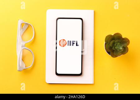 West Bangal, India - December 05, 2021 : India Infoline iifl logo on phone screen stock image. Stock Photo