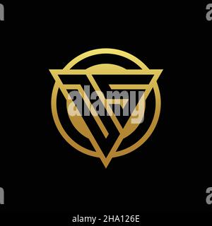 DS logo monogram with triangle shape and circle rounded style isolated on gold colors and black background design template Stock Vector