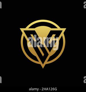 BC logo monogram with triangle shape and circle rounded style isolated on gold colors and black background design template Stock Vector