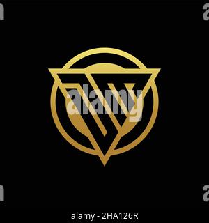 DM logo monogram with triangle shape and circle rounded style isolated on gold colors and black background design template Stock Vector