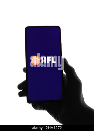 West Bangal, India - December 05, 2021 : India Infoline iifl logo on phone screen stock image. Stock Photo