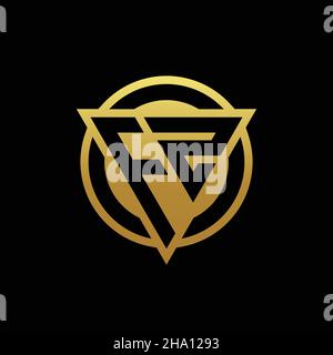 FZ logo monogram with triangle shape and circle rounded style isolated on gold colors and black background design template Stock Vector