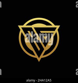 BG logo monogram with triangle shape and circle rounded style isolated on gold colors and black background design template Stock Vector