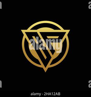 BP logo monogram with triangle shape and circle rounded style isolated on gold colors and black background design template Stock Vector