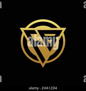 FB logo monogram with triangle shape and circle rounded style isolated on gold colors and black background design template Stock Vector