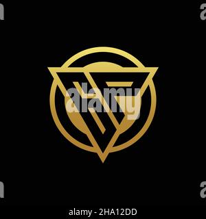 GP logo monogram with triangle shape and circle rounded style isolated on gold colors and black background design template Stock Vector