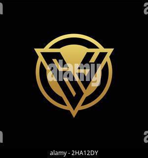 GY logo monogram with triangle shape and circle rounded style isolated on gold colors and black background design template Stock Vector