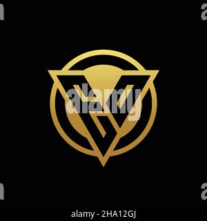 EO logo monogram with triangle shape and circle rounded style isolated on gold colors and black background design template Stock Vector