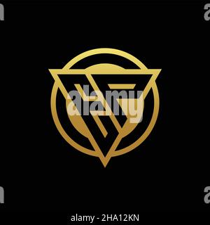EP logo monogram with triangle shape and circle rounded style isolated on gold colors and black background design template Stock Vector
