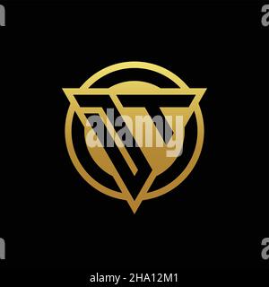 DT logo monogram with triangle shape and circle rounded style isolated on gold colors and black background design template Stock Vector