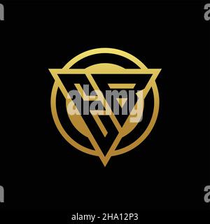 EB logo monogram with triangle shape and circle rounded style isolated on gold colors and black background design template Stock Vector