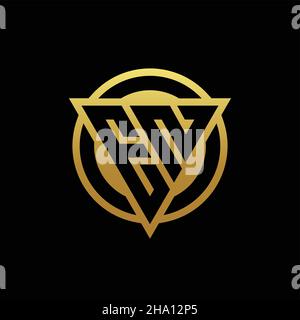 EN logo monogram with triangle shape and circle rounded style isolated on gold colors and black background design template Stock Vector