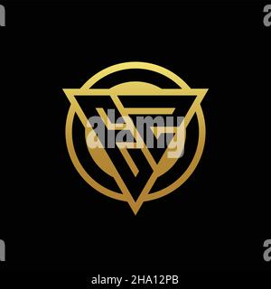 EZ logo monogram with triangle shape and circle rounded style isolated on gold colors and black background design template Stock Vector