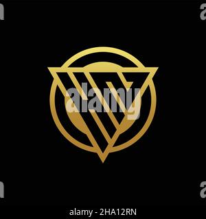 HN logo monogram with triangle shape and circle rounded style isolated on gold colors and black background design template Stock Vector