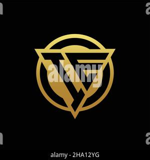 IE logo monogram with triangle shape and circle rounded style isolated on gold colors and black background design template Stock Vector