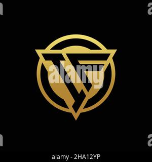IF logo monogram with triangle shape and circle rounded style isolated on gold colors and black background design template Stock Vector
