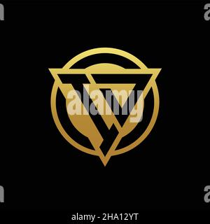 ID logo monogram with triangle shape and circle rounded style isolated on gold colors and black background design template Stock Vector