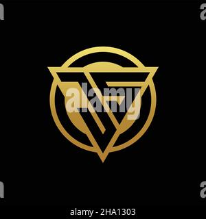 JS logo monogram with triangle shape and circle rounded style isolated on gold colors and black background design template Stock Vector
