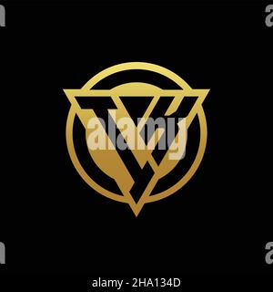 IK logo monogram with triangle shape and circle rounded style isolated on gold colors and black background design template Stock Vector