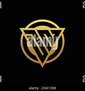 DN logo monogram with triangle shape and circle rounded style isolated on gold colors and black background design template Stock Vector