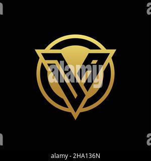 DA logo monogram with triangle shape and circle rounded style isolated on gold colors and black background design template Stock Vector