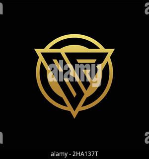 BR logo monogram with triangle shape and circle rounded style isolated on gold colors and black background design template Stock Vector