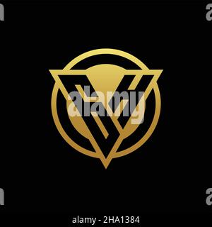 GH logo monogram with triangle shape and circle rounded style isolated on gold colors and black background design template Stock Vector