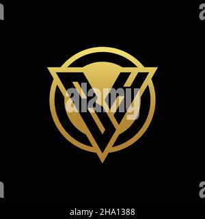 BH logo monogram with triangle shape and circle rounded style isolated on gold colors and black background design template Stock Vector