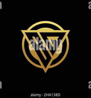 BQ logo monogram with triangle shape and circle rounded style isolated on gold colors and black background design template Stock Vector