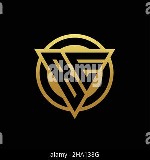 BE logo monogram with triangle shape and circle rounded style isolated on gold colors and black background design template Stock Vector