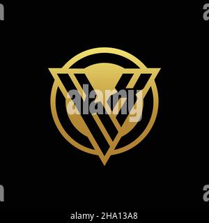 KX logo monogram with triangle shape and circle rounded style isolated on gold colors and black background design template Stock Vector