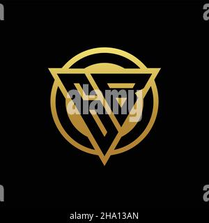 GB logo monogram with triangle shape and circle rounded style isolated on gold colors and black background design template Stock Vector