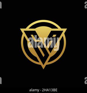 GA logo monogram with triangle shape and circle rounded style isolated on gold colors and black background design template Stock Vector