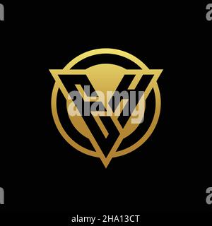 EH logo monogram with triangle shape and circle rounded style isolated on gold colors and black background design template Stock Vector