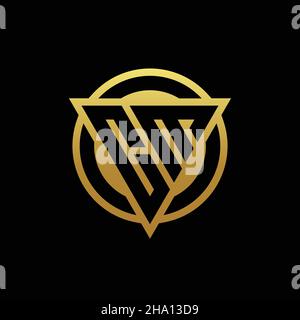 CM logo monogram with triangle shape and circle rounded style isolated on gold colors and black background design template Stock Vector
