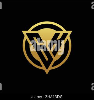 GK logo monogram with triangle shape and circle rounded style isolated on gold colors and black background design template Stock Vector
