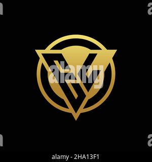 EL logo monogram with triangle shape and circle rounded style isolated on gold colors and black background design template Stock Vector