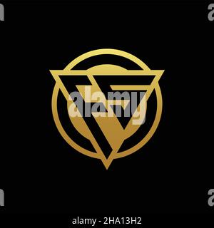 FS logo monogram with triangle shape and circle rounded style isolated on gold colors and black background design template Stock Vector