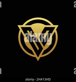 GO logo monogram with triangle shape and circle rounded style isolated on gold colors and black background design template Stock Vector