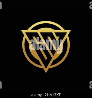 GN logo monogram with triangle shape and circle rounded style isolated on gold colors and black background design template Stock Vector