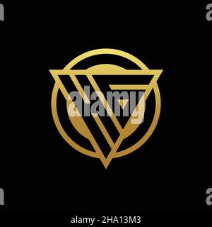 HG logo monogram with triangle shape and circle rounded style isolated on gold colors and black background design template Stock Vector