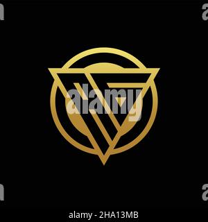 AG logo monogram with triangle shape and circle rounded style isolated on gold colors and black background design template Stock Vector