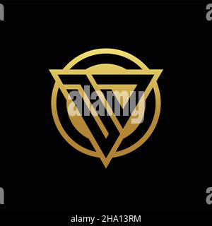 DD logo monogram with triangle shape and circle rounded style isolated on gold colors and black background design template Stock Vector