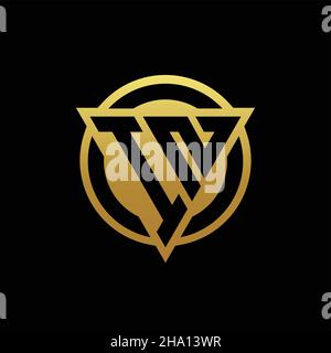 IN logo monogram with triangle shape and circle rounded style isolated on gold colors and black background design template Stock Vector
