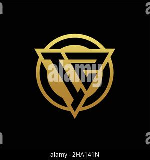 IZ logo monogram with triangle shape and circle rounded style isolated on gold colors and black background design template Stock Vector
