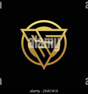 ES logo monogram with triangle shape and circle rounded style isolated on gold colors and black background design template Stock Vector